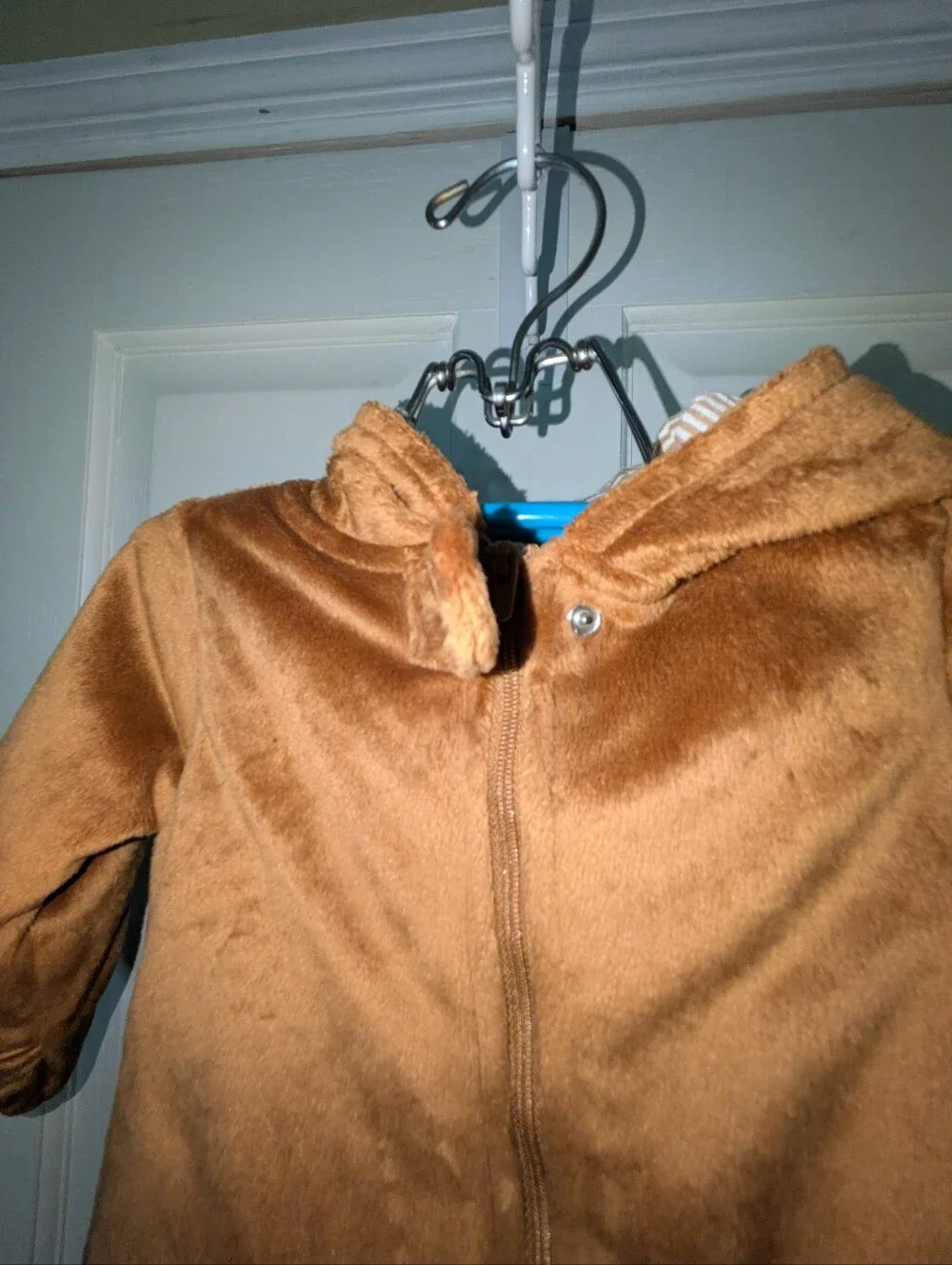 Carter's Brown Plush Hooded Baby One-Piece with Bear Feet And Bear Ears